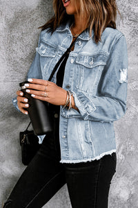 Light Blue Distressed Denim Jacket