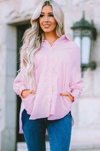 Striped Shirt with Shirred Cuffs