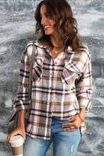 Load image into Gallery viewer, Brown Plaid Button Up Long Sleeve Flannel Shacket