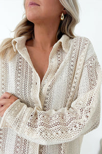 Lace Button Up Oversized Shirt