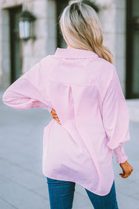 Striped Shirt with Shirred Cuffs