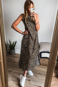 Leopard Sleeveless Midi Dress