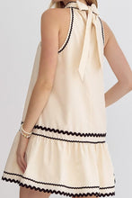 Load image into Gallery viewer, Khaki Striped Ricrac Sleeveless Mini Dress