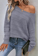 Load image into Gallery viewer, Drop Shoulder Pointelle Knit Sweater