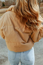 Load image into Gallery viewer, Brown Zip Up Pocketed Puffer Coat