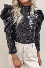 Load image into Gallery viewer, Sequin Ruched Sleeve Top