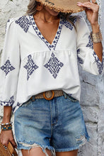 Load image into Gallery viewer, White Boho Geometric Blouse