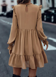 French Beige Tiered Dress