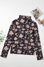 Load image into Gallery viewer, Black Floral Long Sleeve Top