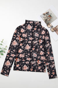 Black Floral Long Sleeve Top