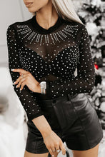 Load image into Gallery viewer, Black Rhinestone Bodysuit