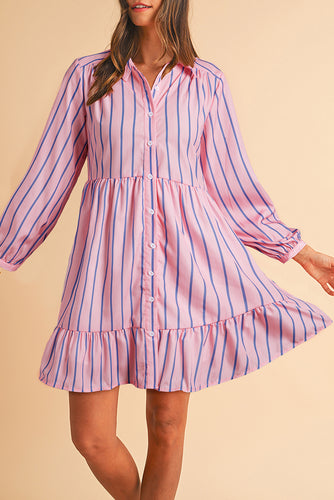 Pink Striped Shirt Dress