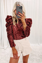 Load image into Gallery viewer, Sequin Ruched Sleeve Top