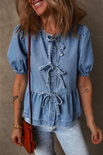 Load image into Gallery viewer, Denim Tie Front Shirt