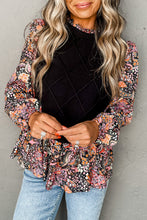 Load image into Gallery viewer, Floral Sleeve Black Sweater