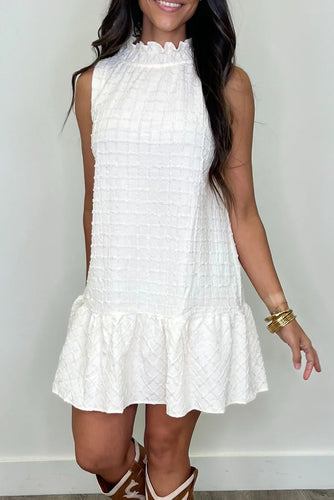 White Ruffle Hem Dress