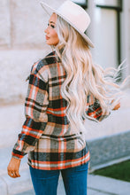 Load image into Gallery viewer, Brown Plaid Button Up Long Sleeve Flannel Shacket