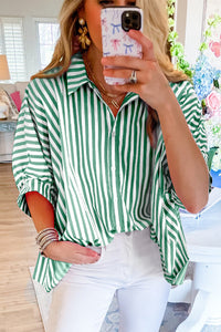 Stripe Button Up Shirt - Pink, Blue or Green