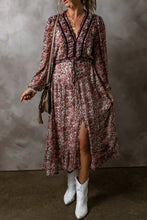 Load image into Gallery viewer, Brown Floral Split Dress