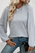 Load image into Gallery viewer, Grey Ribbed Long Sleeve Top