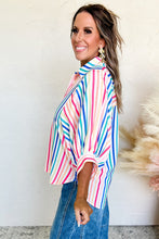 Load image into Gallery viewer, Pink Striped 3/4 Sleeve Shirt