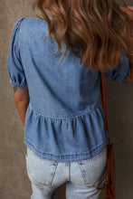 Load image into Gallery viewer, Denim Tie Front Shirt