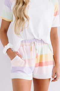 White Rainbow Striped Set