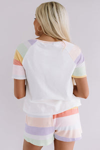 White Rainbow Striped Set