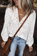 Load image into Gallery viewer, White Eyelet V Neck Blouse