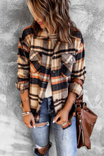 Load image into Gallery viewer, Brown Plaid Button Up Long Sleeve Flannel Shacket