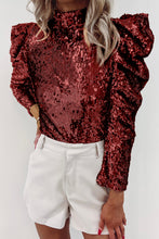 Load image into Gallery viewer, Sequin Ruched Sleeve Top