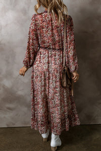 Brown Floral Split Dress