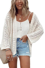 Load image into Gallery viewer, Crochet Knit Drop Shoulder Open Front Cardigan