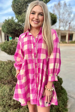 Load image into Gallery viewer, Plaid Button Down Shirt Dress