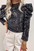 Load image into Gallery viewer, Sequin Ruched Sleeve Top