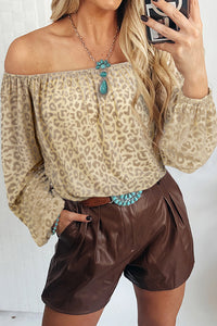 Leopard Print Off Shoulder Blouse