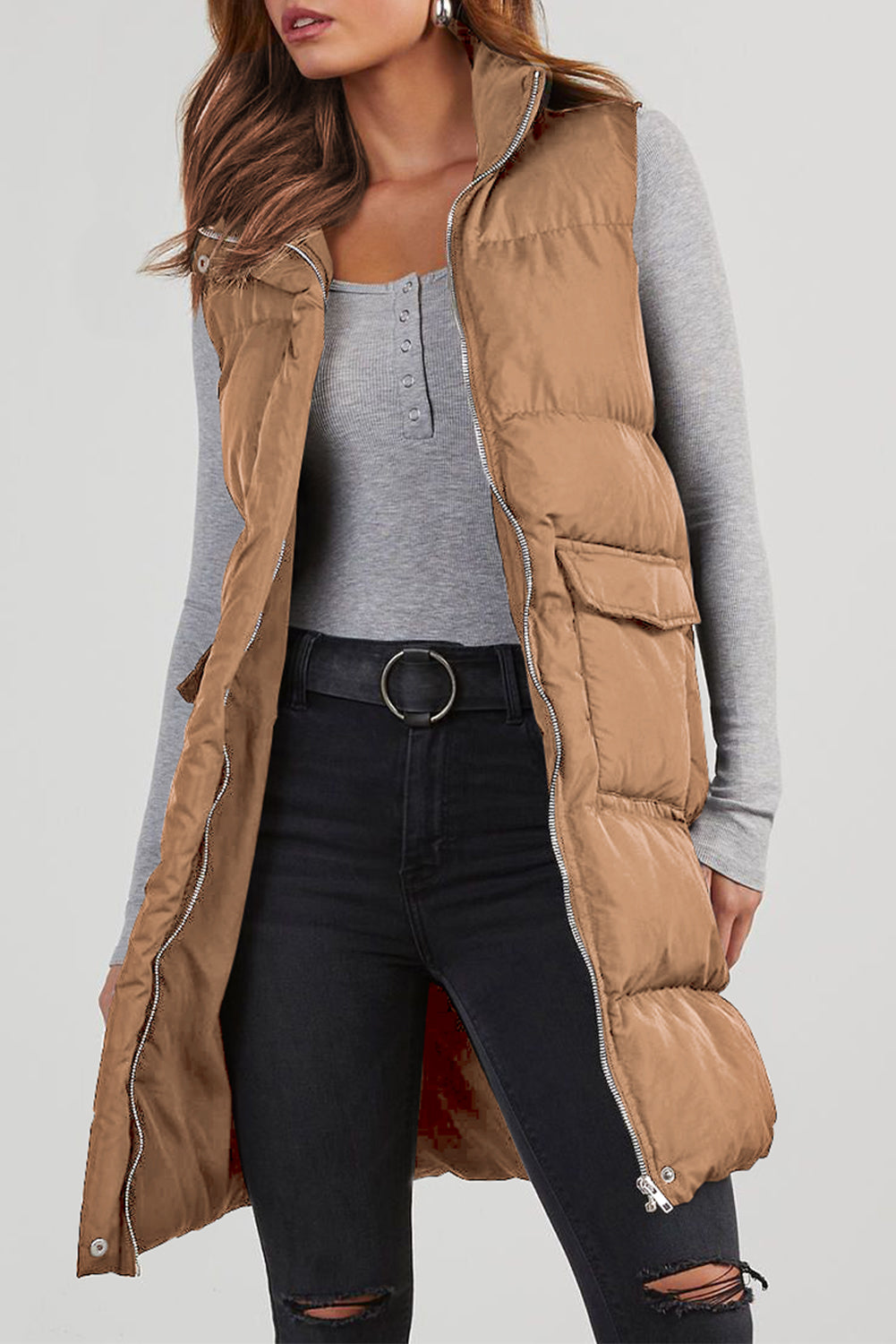 Long Puffer Vest Coat