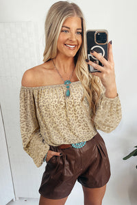 Leopard Print Off Shoulder Blouse