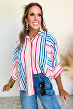 Load image into Gallery viewer, Pink Striped 3/4 Sleeve Shirt