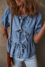 Load image into Gallery viewer, Denim Tie Front Shirt