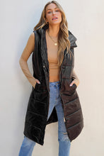 Load image into Gallery viewer, Black Hooded Long Quilted Vest Coat