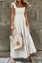 Load image into Gallery viewer, Khaki Plaid Maxi Dress