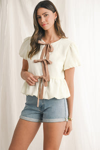 Bow Front Babydoll Blouse