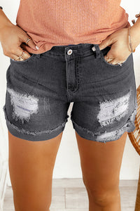 Ripped Denim Shorts