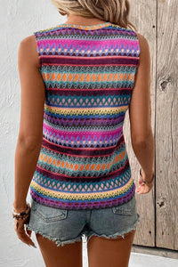 Wavy Pattern Sleeveless Top