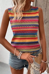 Wavy Pattern Sleeveless Top