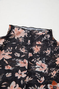 Black Floral Long Sleeve Top