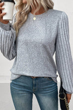 Load image into Gallery viewer, Grey Ribbed Long Sleeve Top