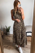 Load image into Gallery viewer, Leopard Sleeveless Midi Dress