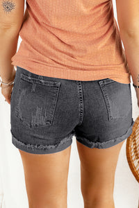 Ripped Denim Shorts